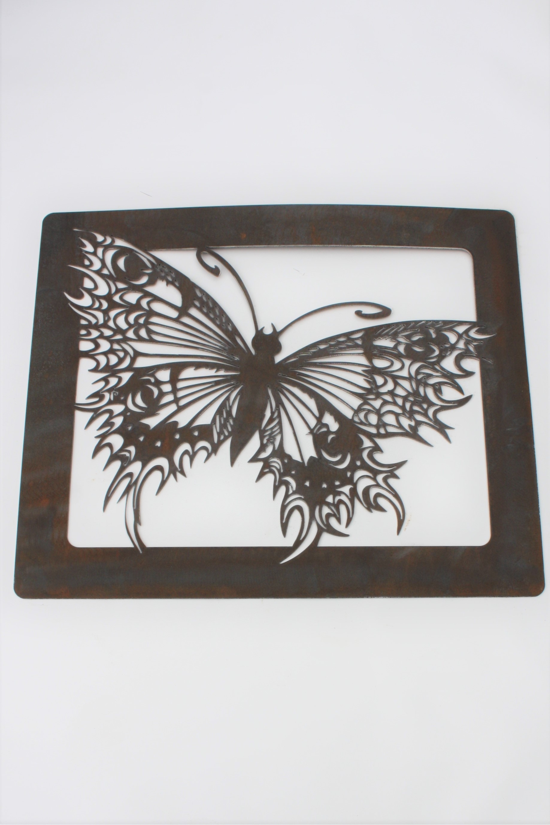 Butterfly Plaque - Lge - Weathered Corten Steel